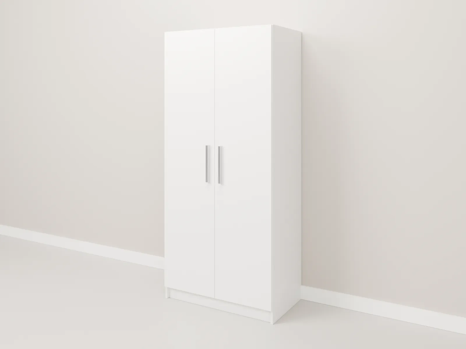 Armário de depósito branco com duas portas e fechadura, medida M (800 × 450 × 1800 mm)