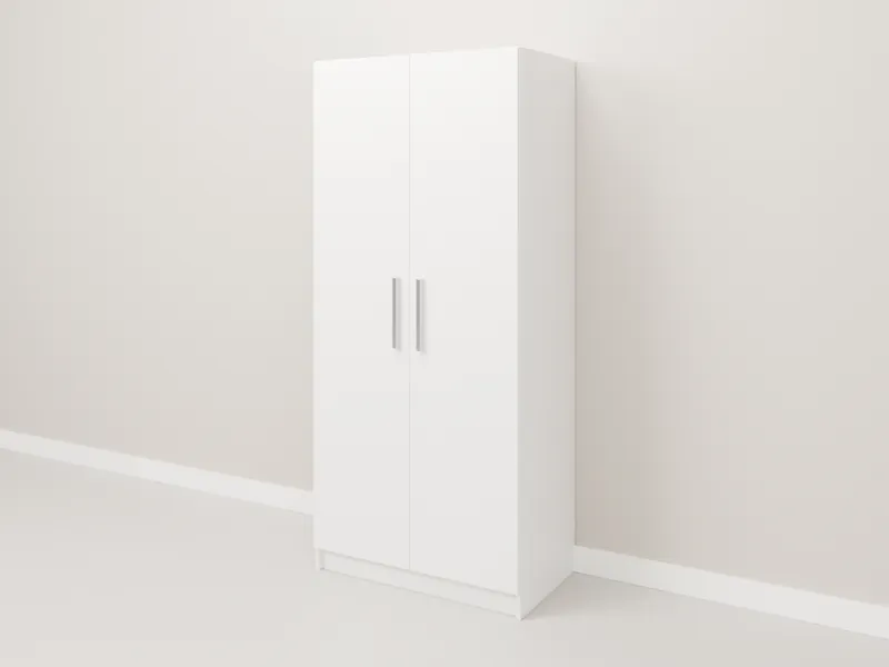 Armário de depósito branco com duas portas e fechadura, medida M (800 × 450 × 1800 mm)