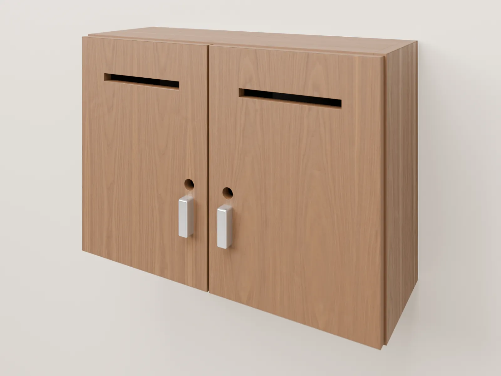 Caixa de donativos de parede em MDF nogueira, com rasgo e fechadura, medida M (560 × 200 × 400 mm)
