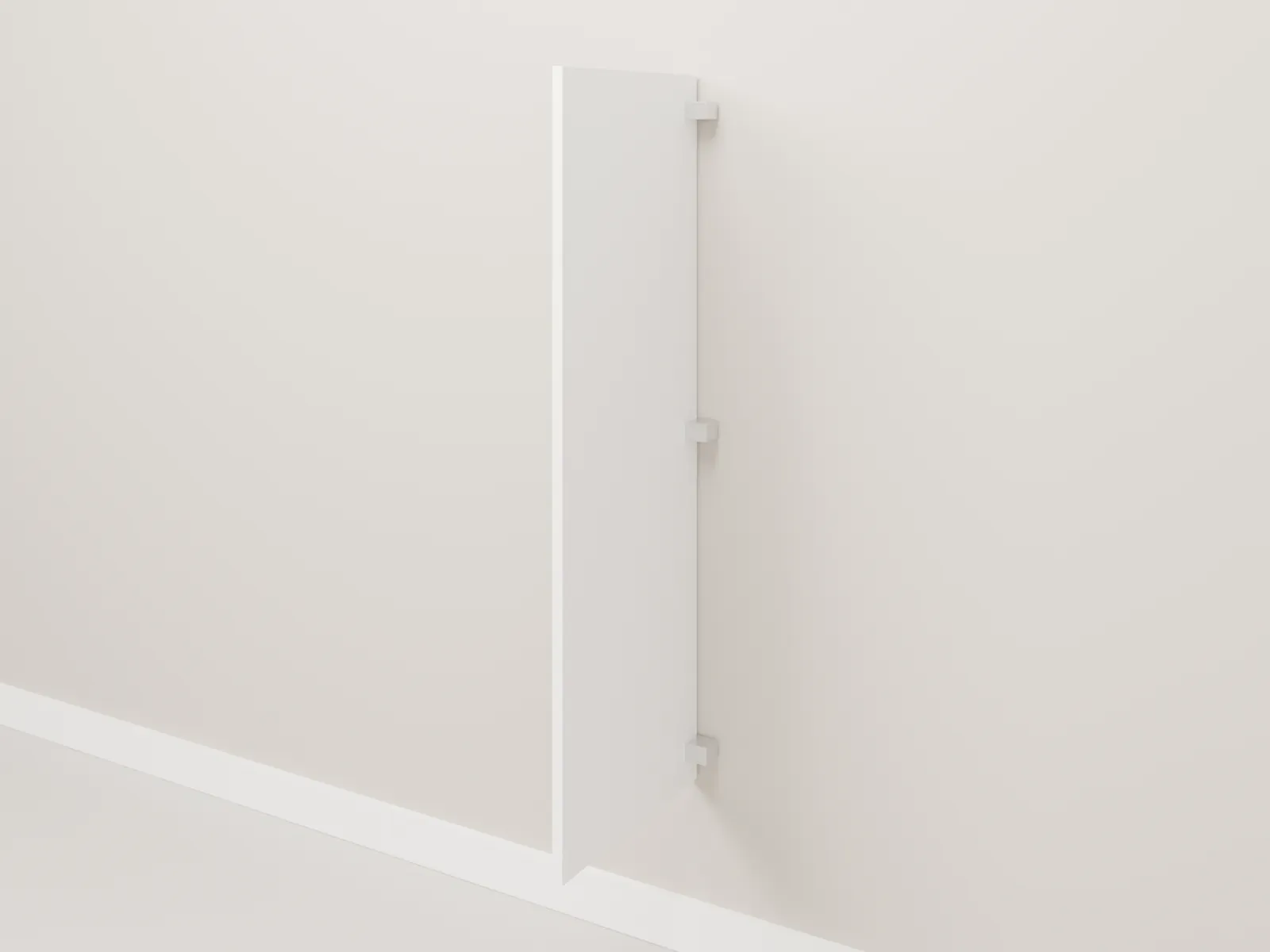 Divisória de mictório em MDF resistente à umidade, presa por cantoneiras inox, medida M (18 × 400 × 1200 mm)