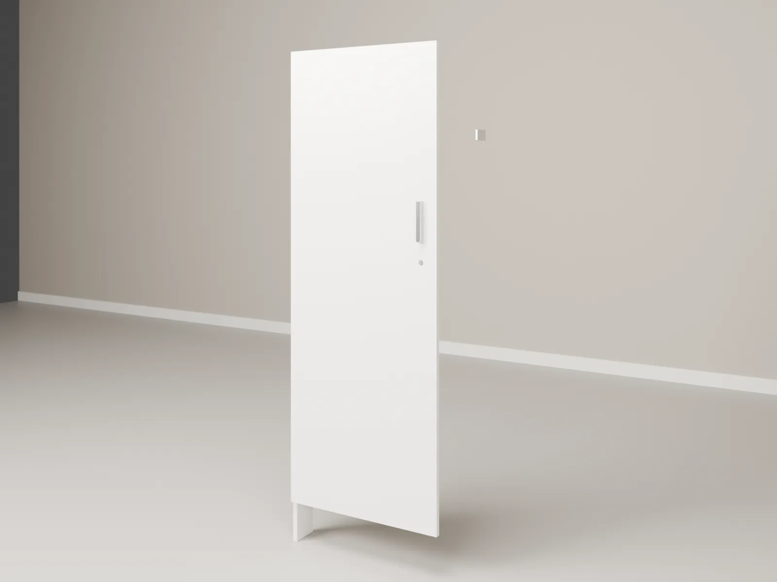 Porta de cabine sanitária em MDF resistente à umidade, com montante e tarjeta livre/ocupado, medida E (621 × 100 × 1803 mm)