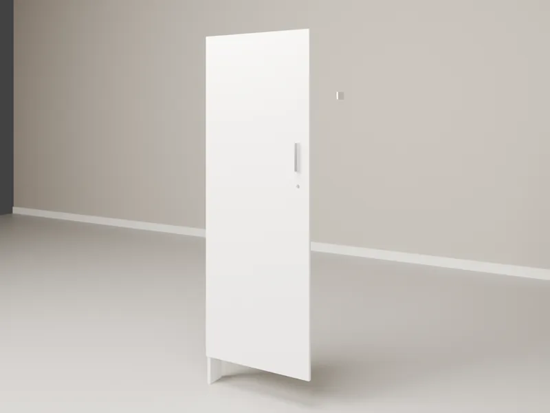 Porta de cabine sanitária em MDF resistente à umidade, com montante e tarjeta livre/ocupado, medida E (621 × 100 × 1803 mm)